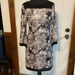 New York & Company Black and Gray Floral Dress